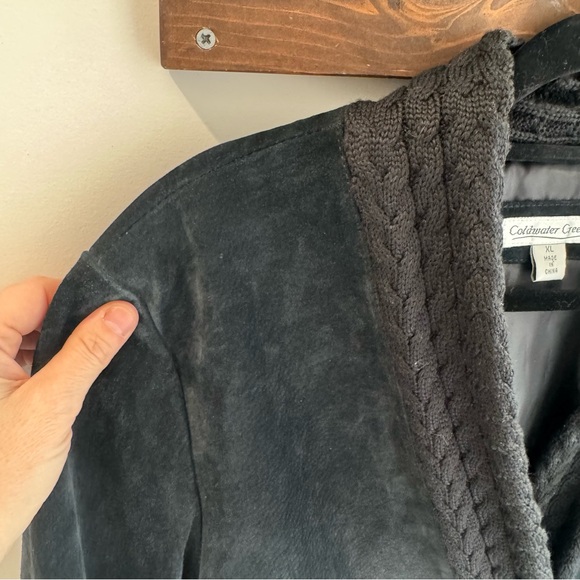 Vintage Coldwater Creek Black Suede Braided Wool Blend Jacket XL - Picture 3 of 7